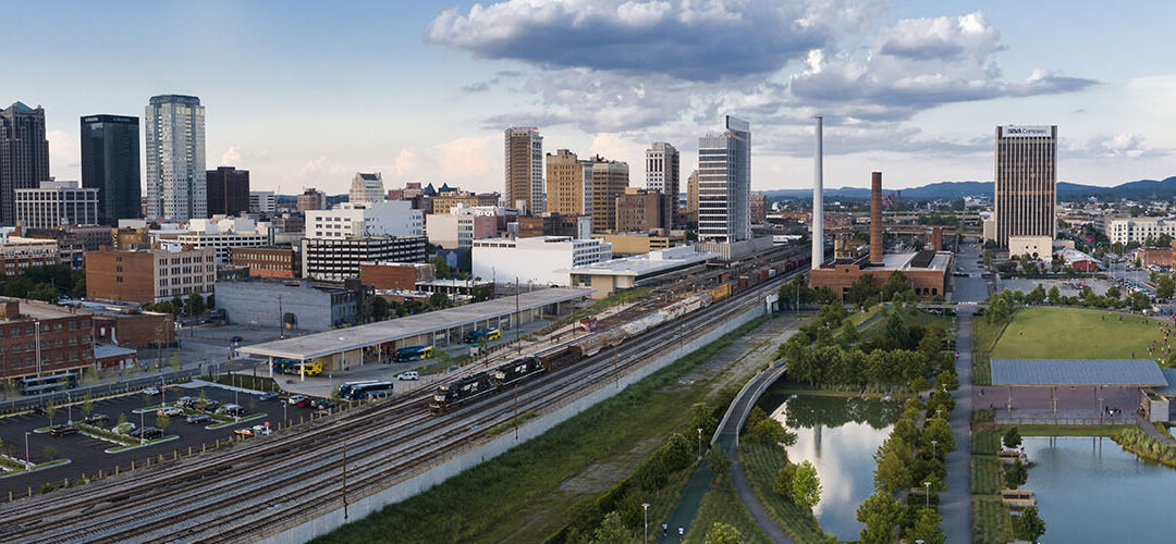 Aerial of Downtown Birmingham, AL